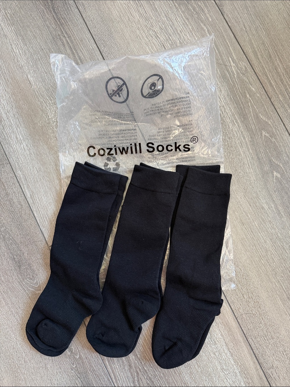 Coziwill Kids Black Crew Socks - 3 Pack